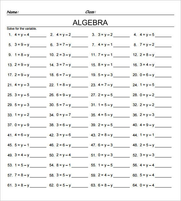 13 7th Grade Algebra Worksheet Templates Free Word 