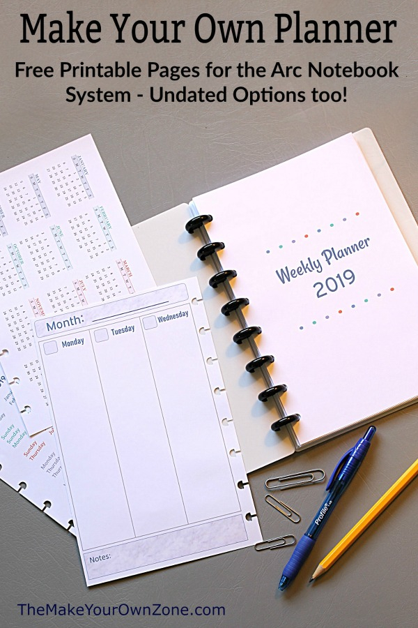 2019 Free Printable Planner Pages The Make Your Own Zone