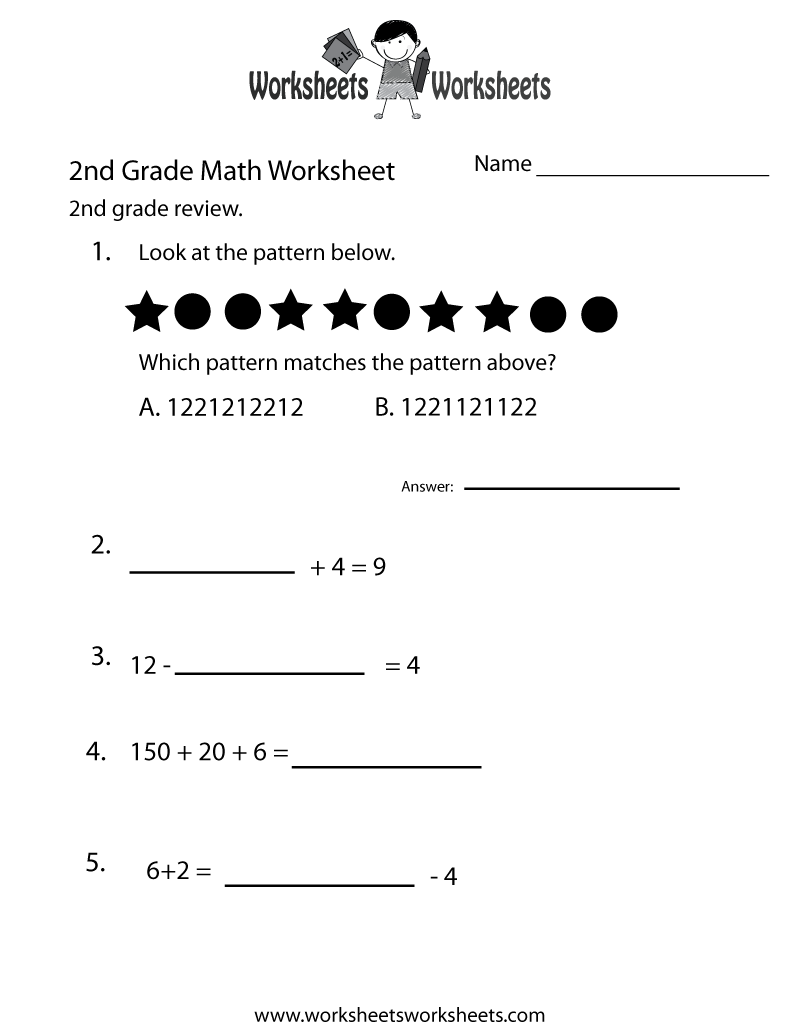 2nd Grade Math Review Worksheet Free Printable 