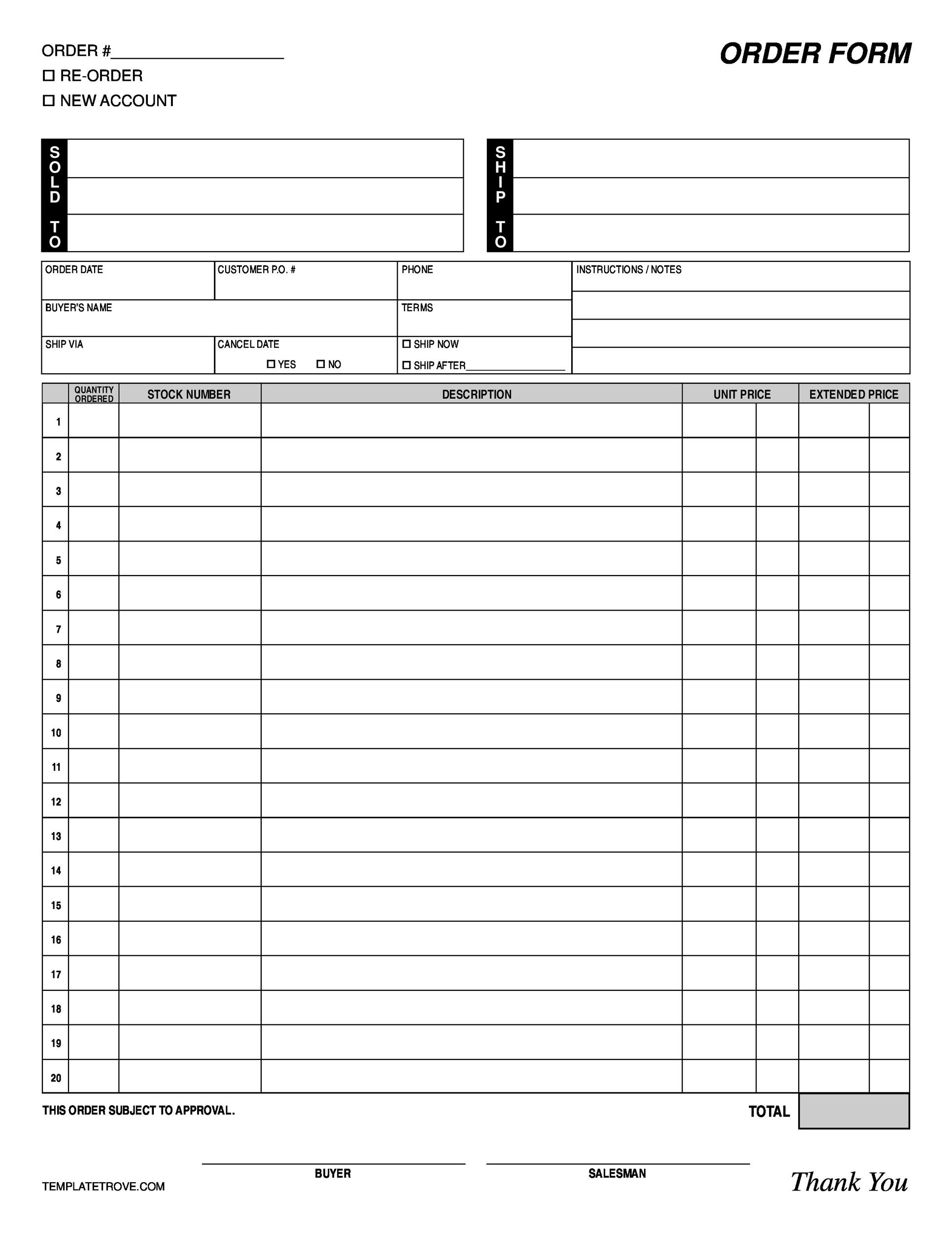 40 Order Form Templates work Order Change Order MORE 