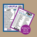 40th Birthday Party Games Printable Adult Party Games 1979