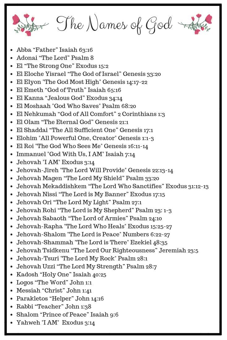 47 Names Of God Plus Get A Free Printable Names Of God 