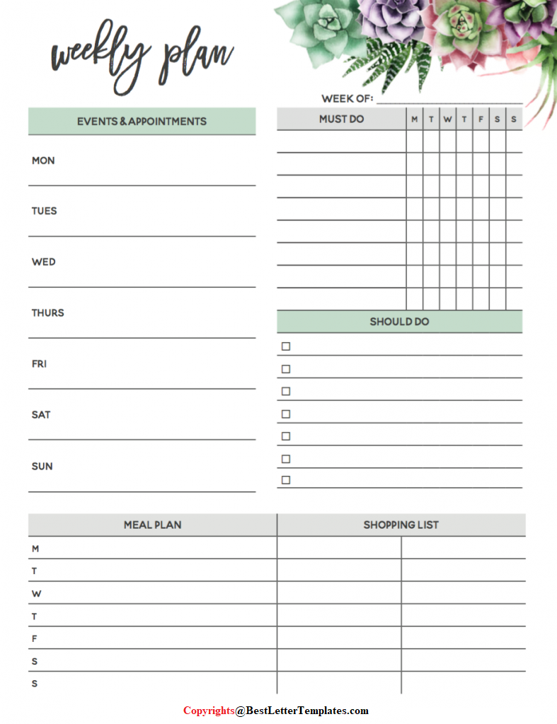5 Free Printable Weekly Planner Calendar 2021 Template 
