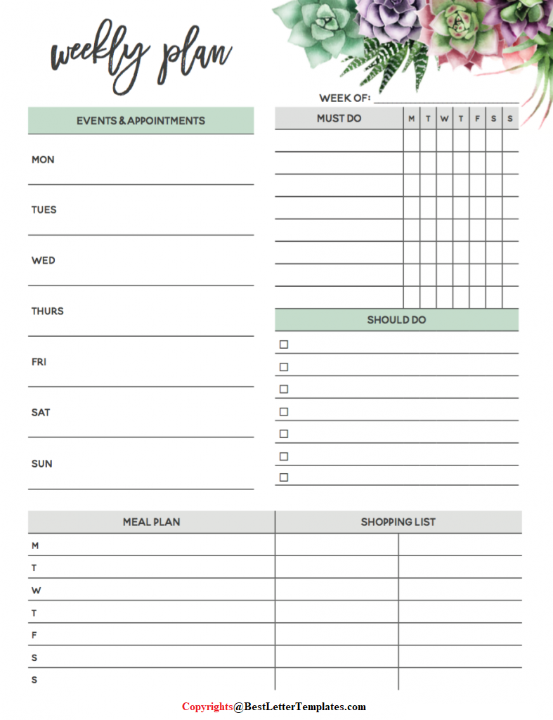 5 Free Printable Weekly Planner Calendar 2025 Template 