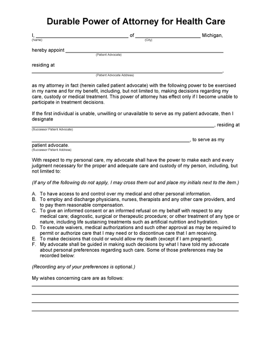 50 Free Power Of Attorney Forms Templates Durable 