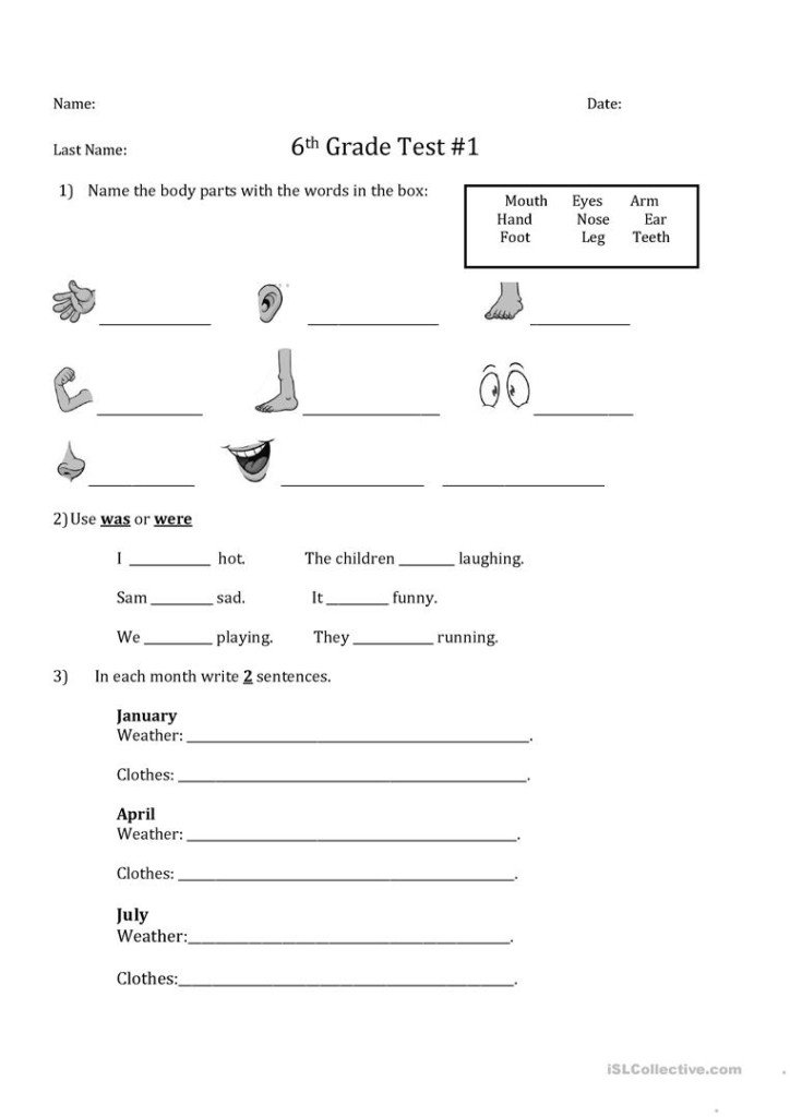 6th Grade Test Worksheet Free ESL Printable Worksheets