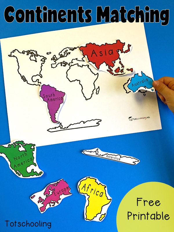 7 Continents Of The World Matching Activity 