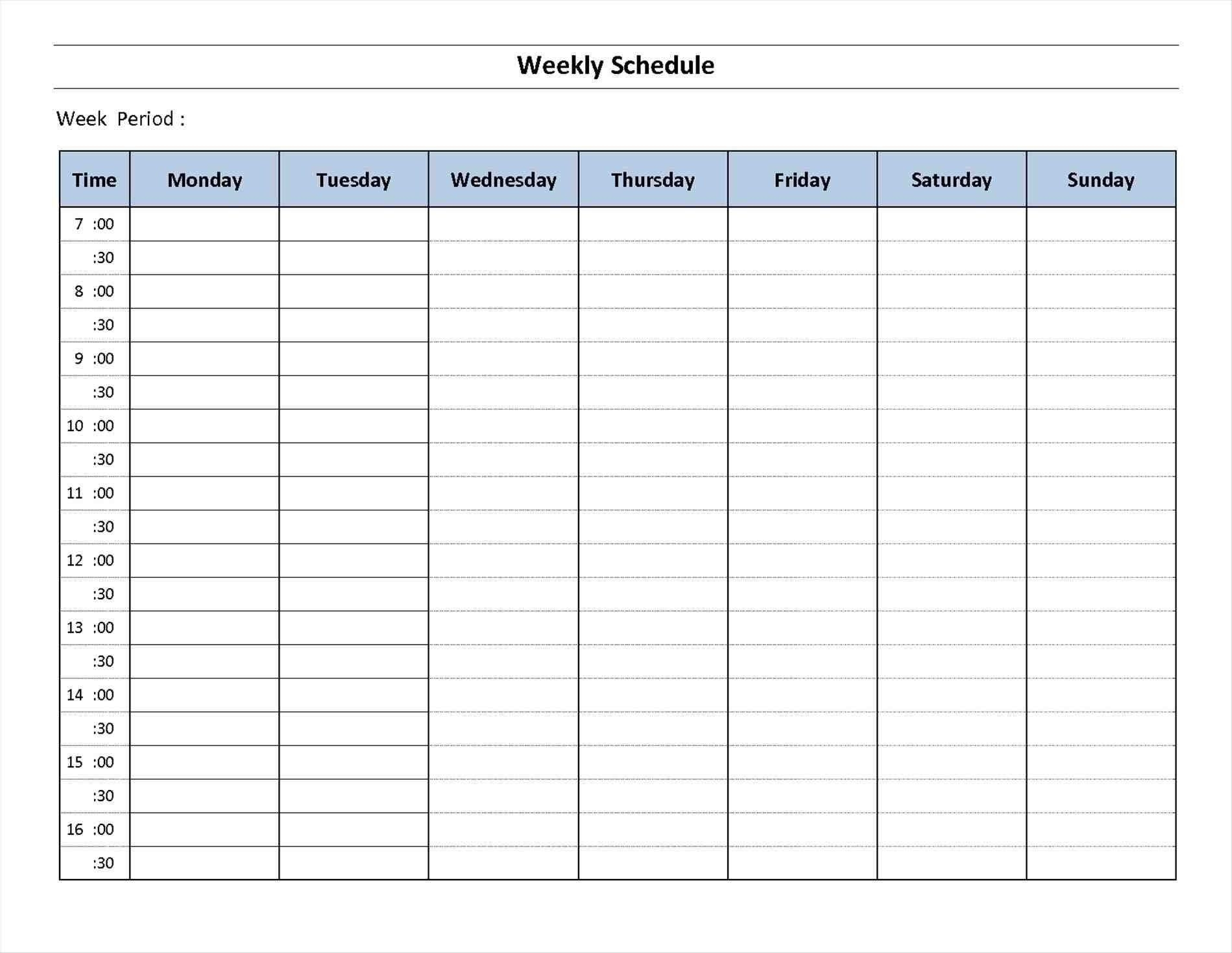 7 Day Week Calendar Printable Template Calendar 