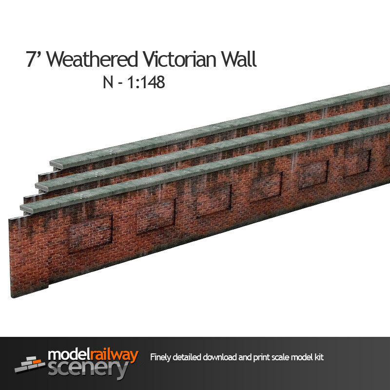 7 VICTORIAN RED BRICK LINESIDE WEATHERED WALL N GAUGE PRE 
