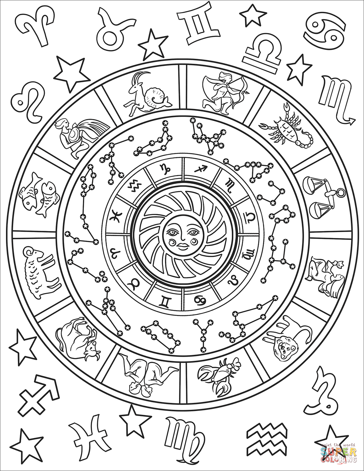 All Zodiac Signs Coloring Page Free Printable Coloring Pages
