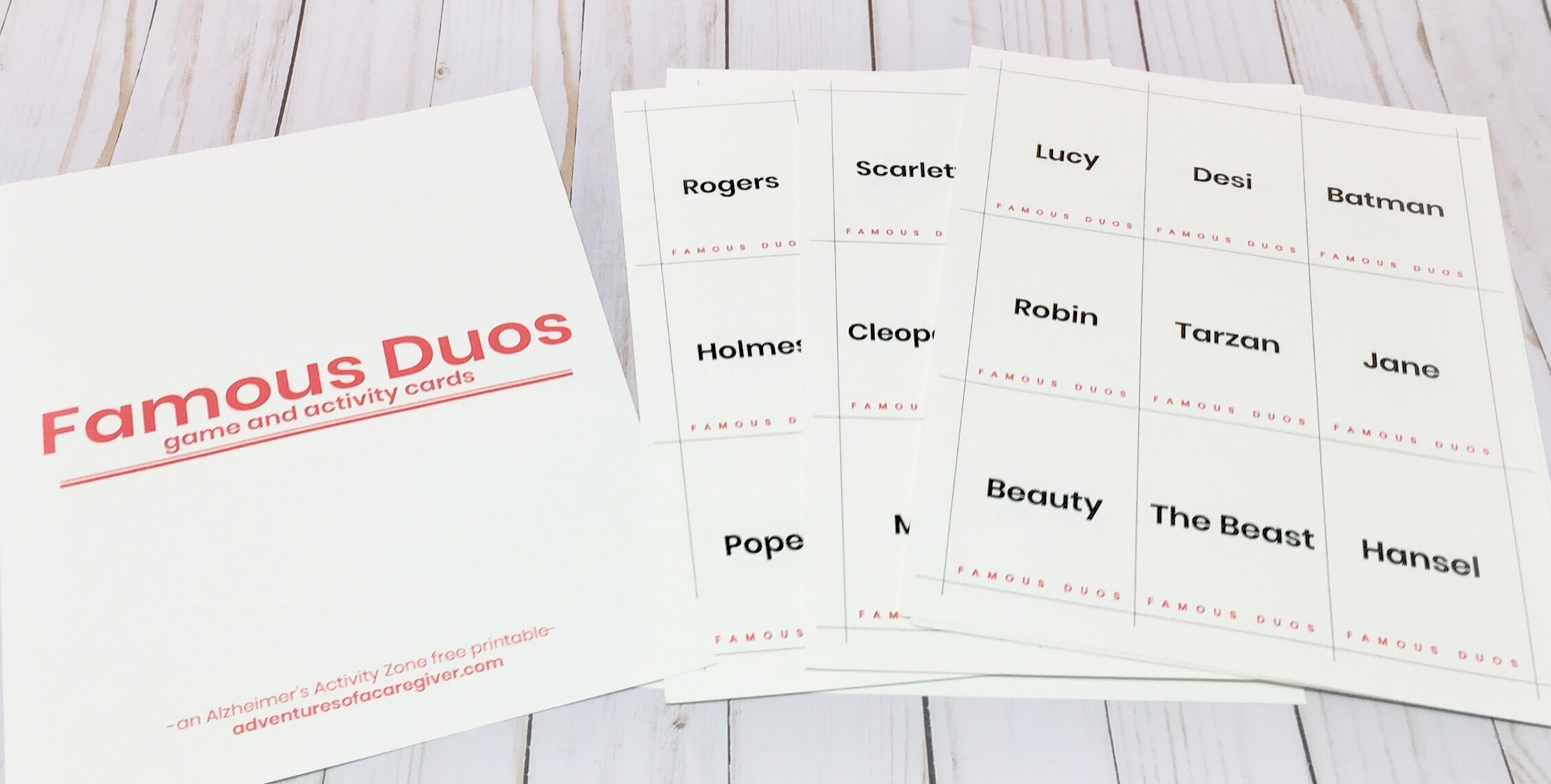 Alzheimer s Activity Famous Duos Game Free Printable