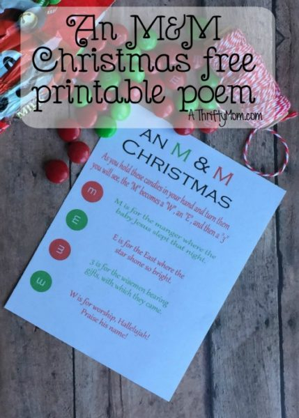 An M M Christmas Free Printable Poem