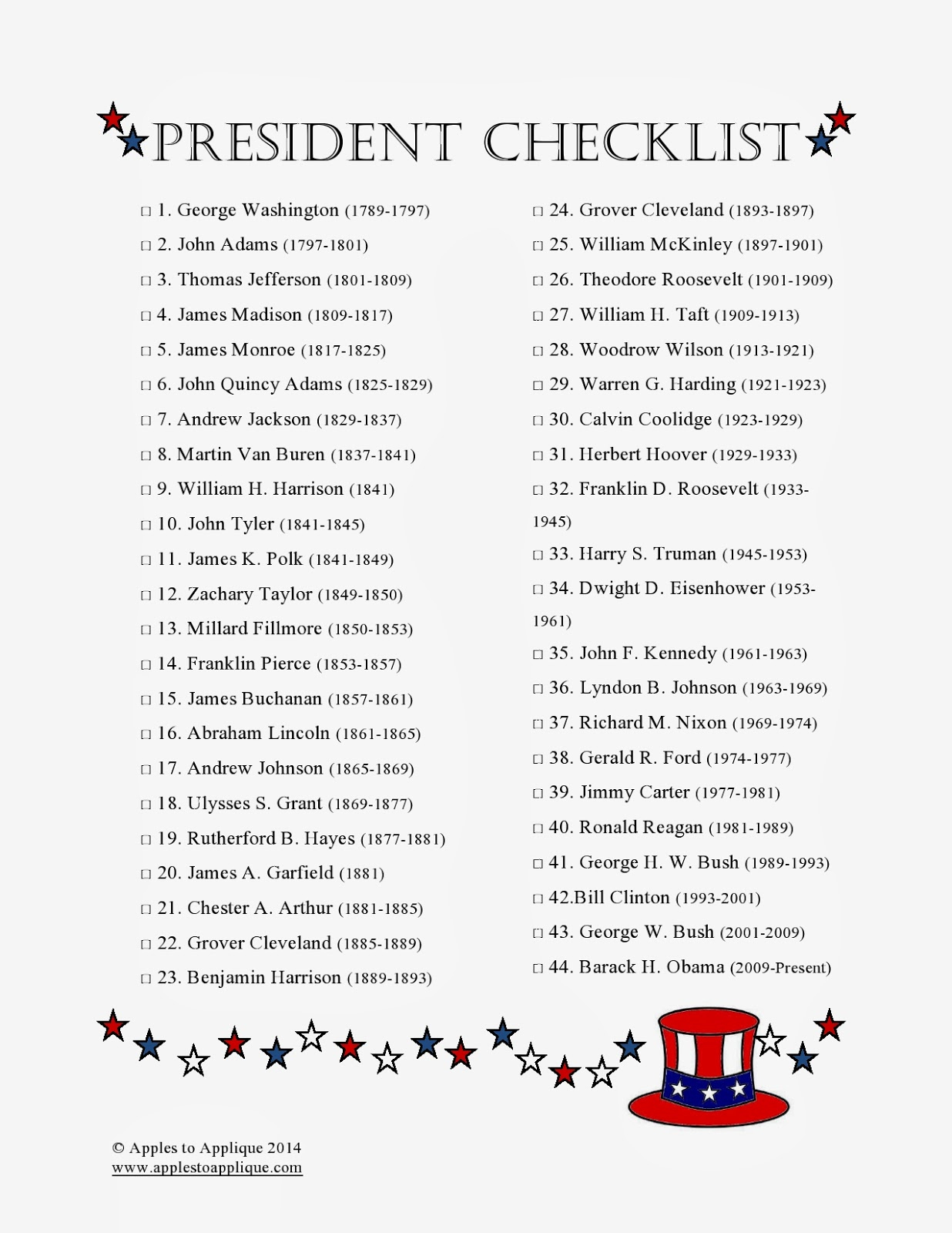 Apples To Applique President s Day Activities And Printables