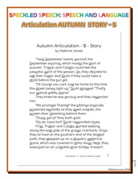 Articulation Story S All Positions Autumn Themed 