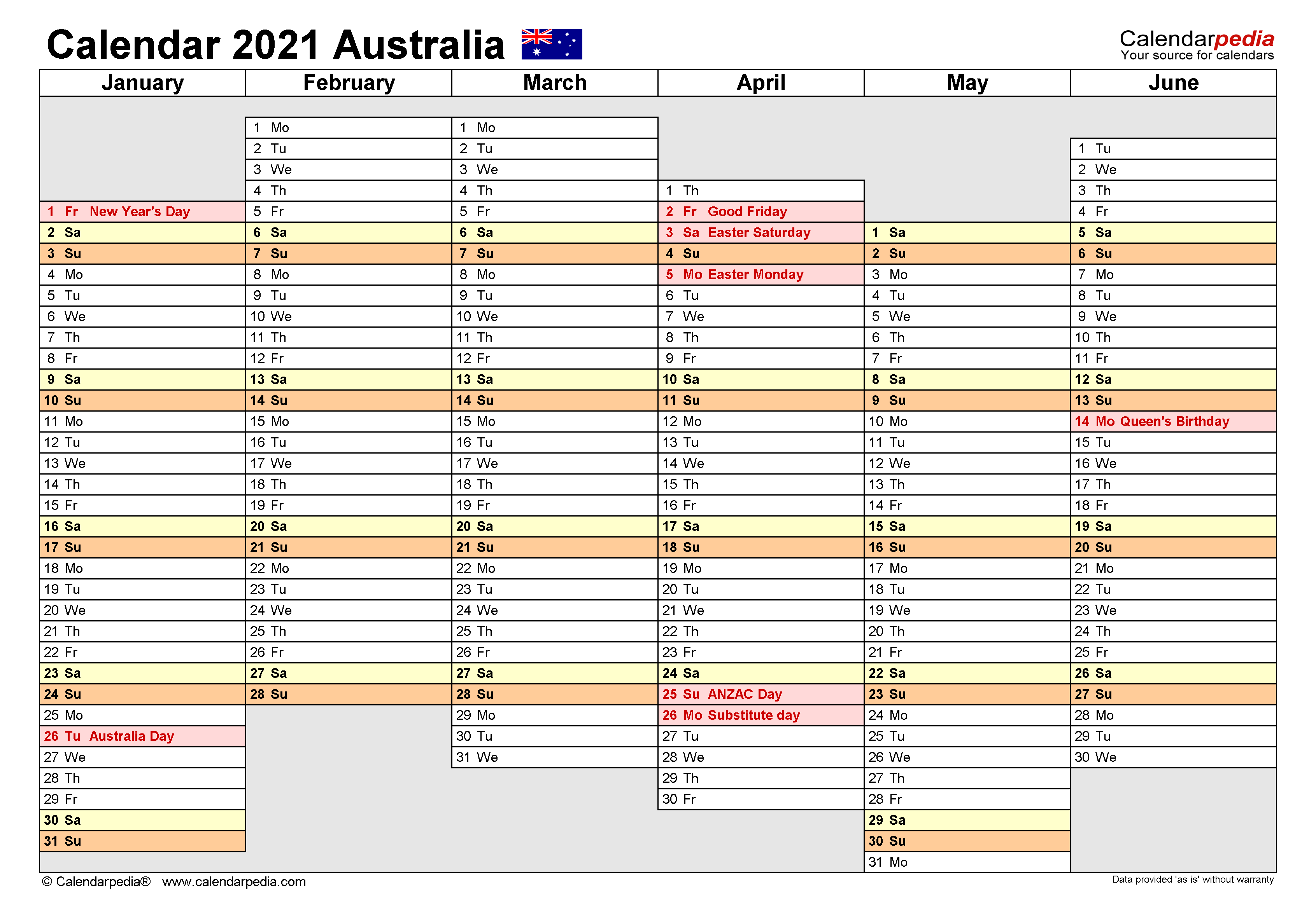 Australia Calendar 2025 Free Printable PDF Templates