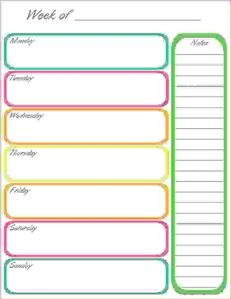 Blank 7 Day Calendar To Print Free Calendar Template Example