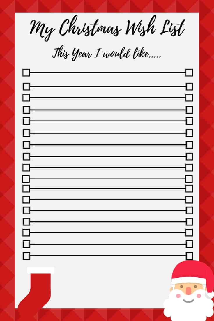 Christmas Wish List Free Printable