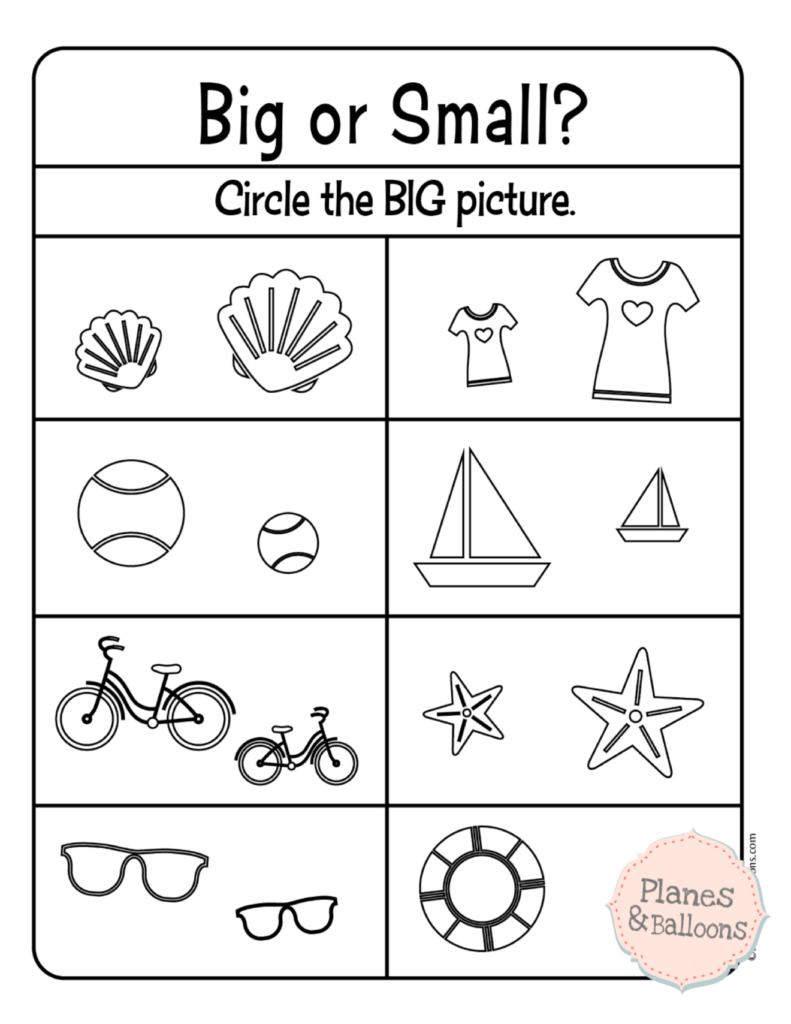 Comparing Size Big And Small Worksheets For Your Busy