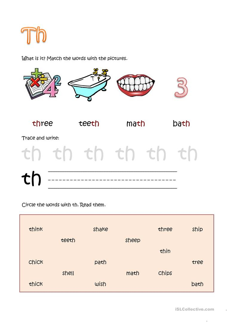 Consonant Combination Th Worksheet Free ESL Printable 