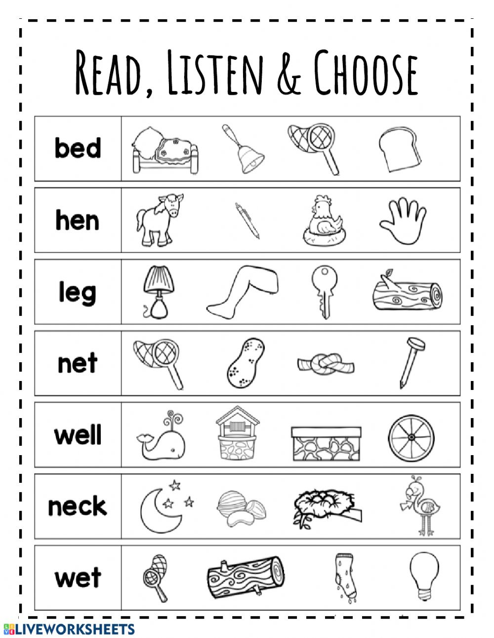 CVC short E Interactive Worksheet