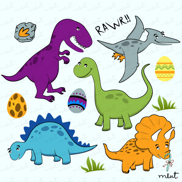 Dinosaur Digital Clip Art Set For Scrapbooking By Memomint 