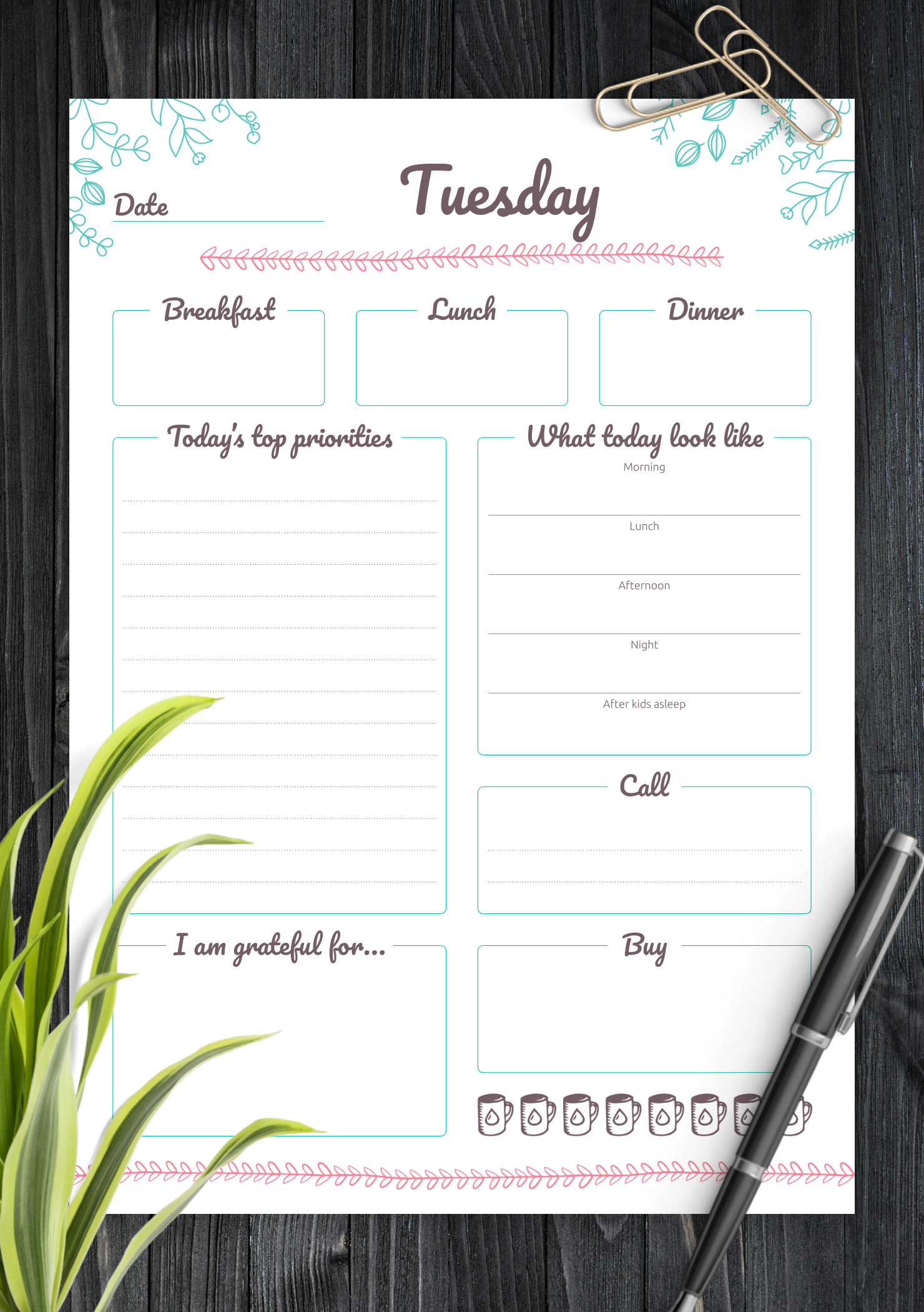 Download Printable 7 Days Weekly Planner PDF