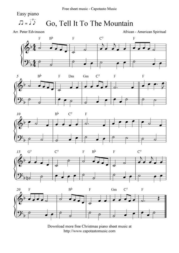 Easy Free Christmas Piano Sheet Music Notes Go Tell It