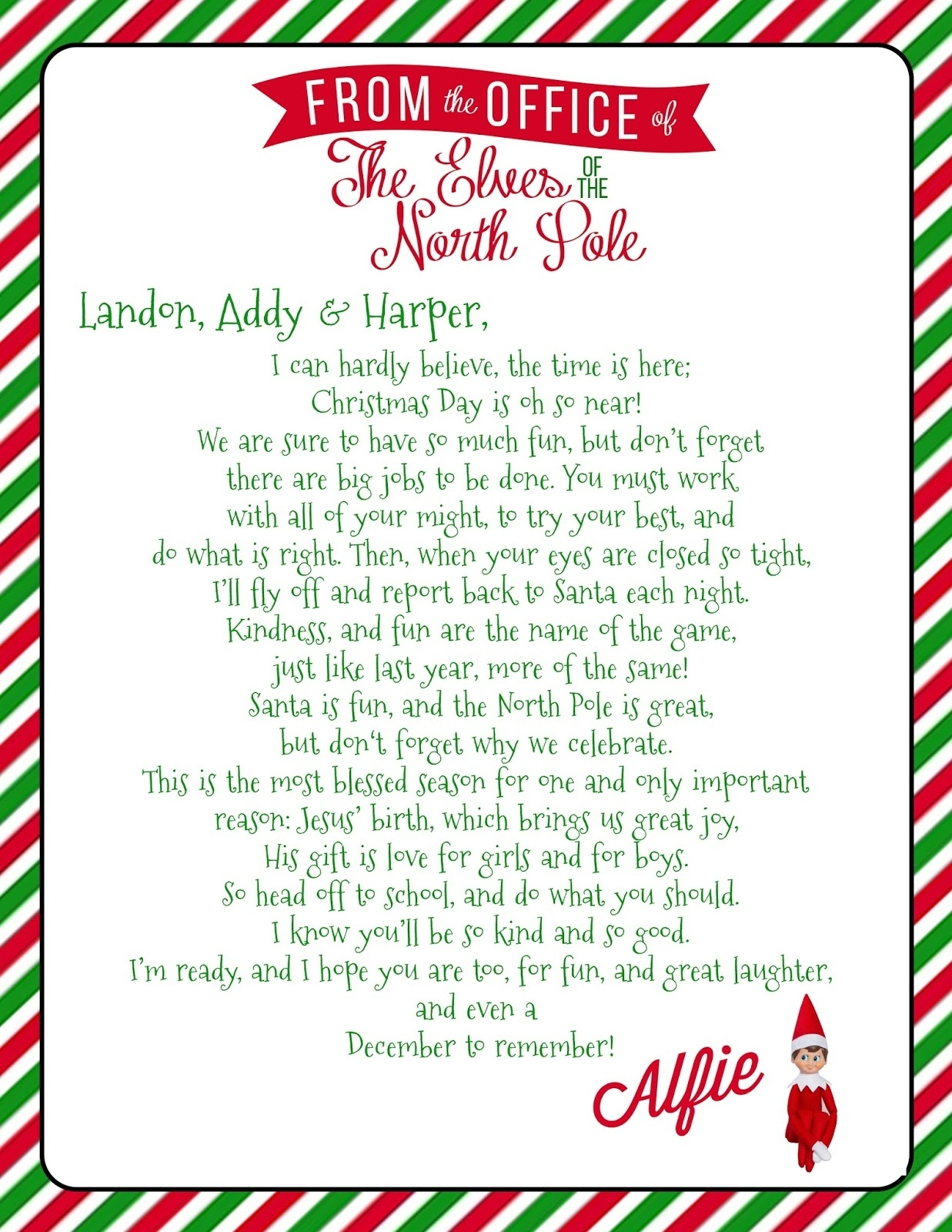 Elf On The Shelf Letter Letters Free Sample Letters