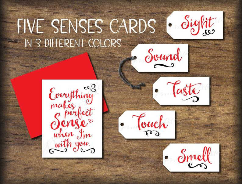 Five Senses Gift Tags Card 5 Senses Instant Download Etsy
