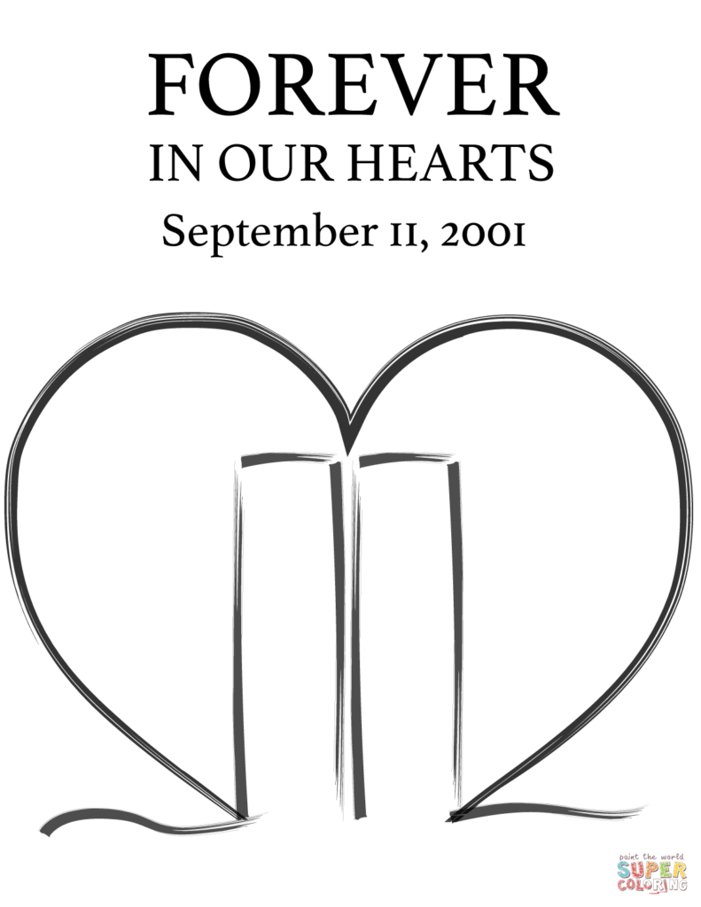 Forever In Our Hearts September 11 2001 Coloring Page