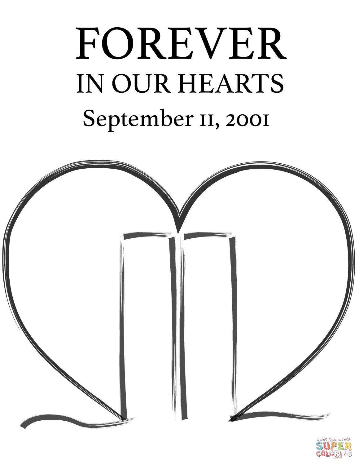 Forever In Our Hearts September 11 2001 Coloring Page 