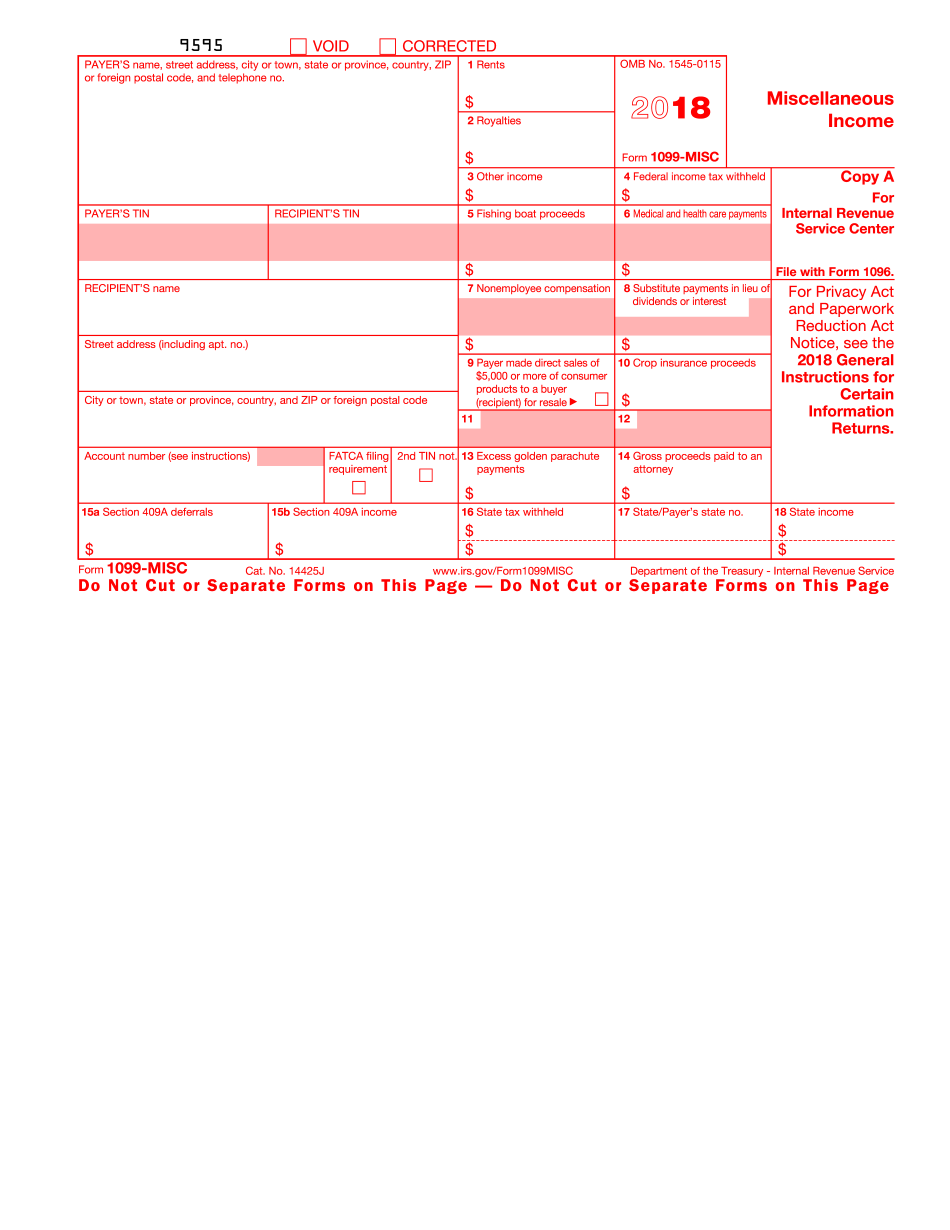 Form 1099 MISC 2025 Fillable And Printable IRS PDF