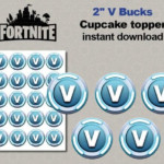 Fortnite V Bucks Cupcake Toppers Printable Digital