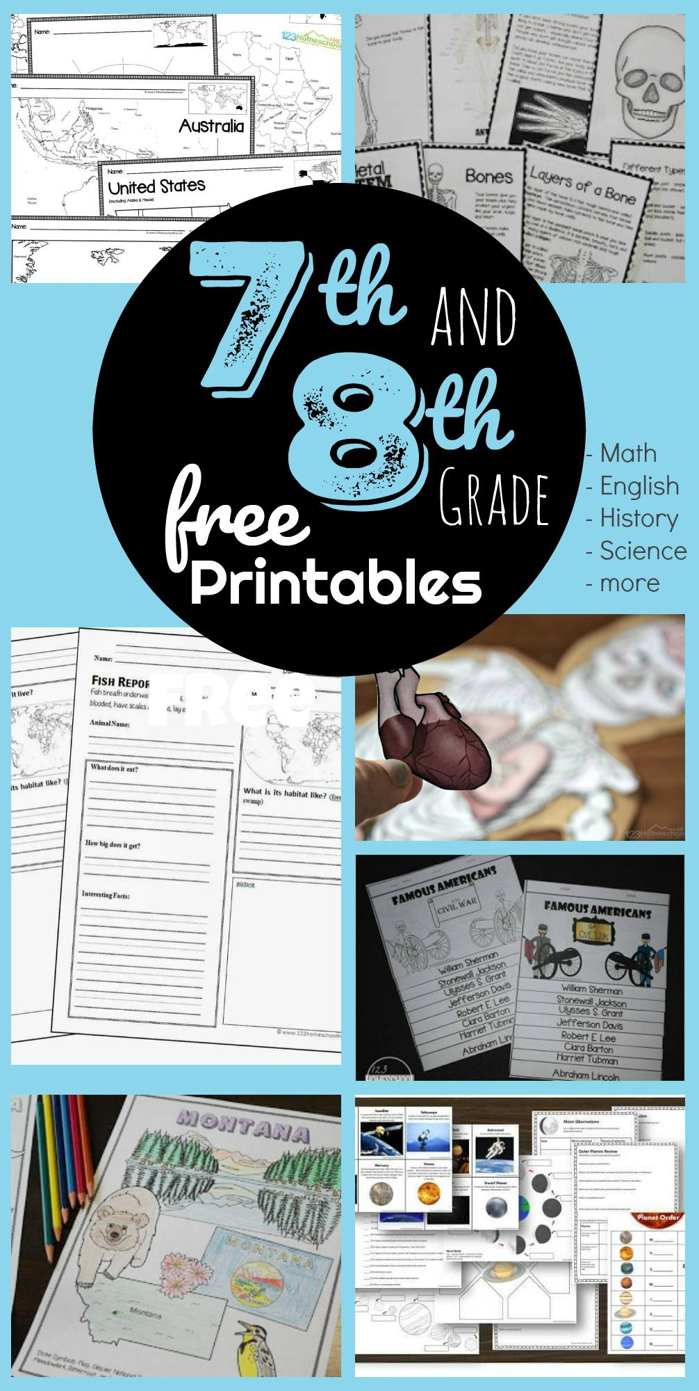 FREE 7th 8th Grade Worksheets In 2021 Free Math Games 