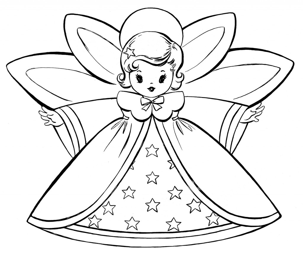 Free Christmas Coloring Pages Retro Angels The 