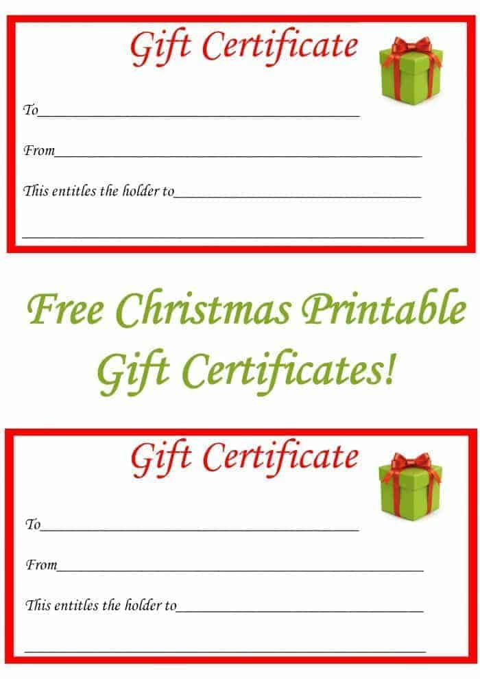 Free Christmas Printable Gift Certificates The Diary 