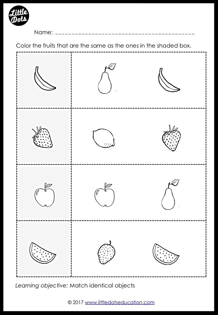 Free Fruits Matching Worksheet For Preschool Pre k Or 