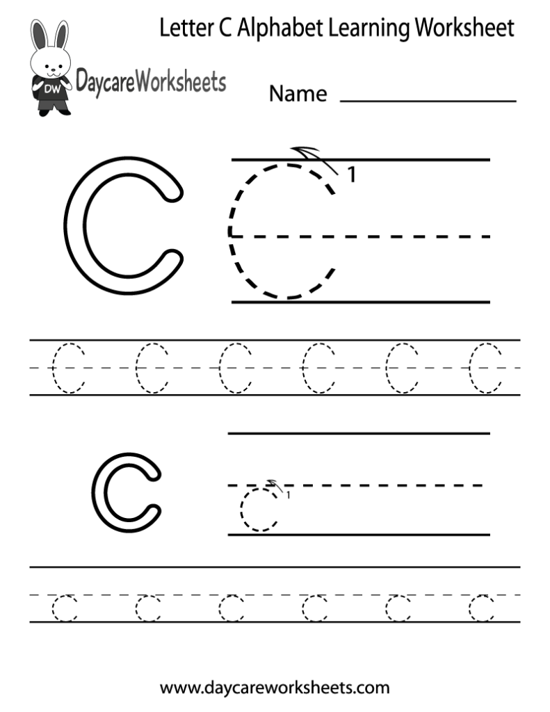 Free Letter C Alphabet Learning Worksheet For Preschool