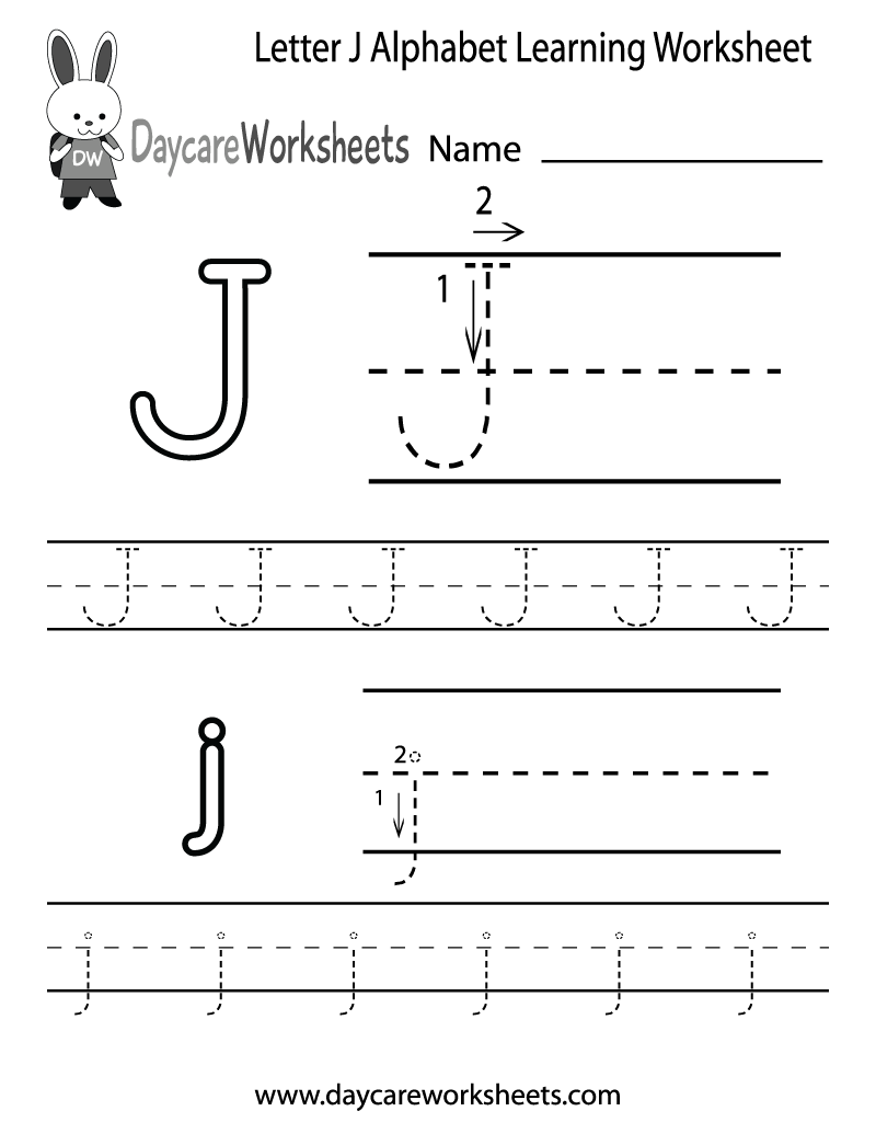 Free Letter J Alphabet Learning Worksheet For Preschool