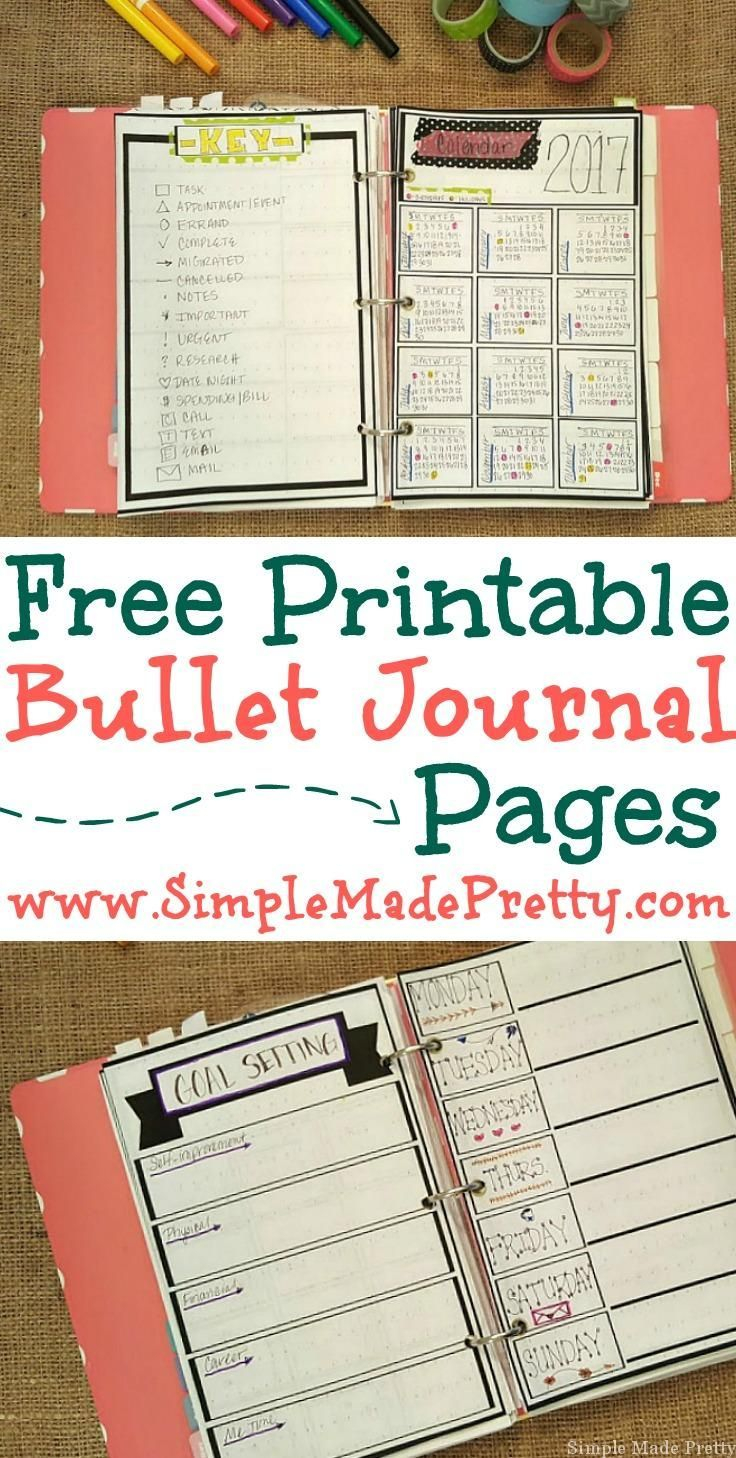 Free Printable Bullet Journal Pages 2025 Planner 