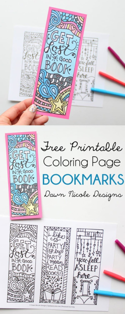 Free Printable Coloring Page Bookmarks Dawn Nicole Designs