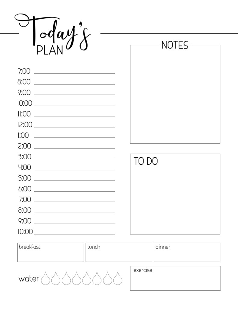 Free Printable Daily Planner Template Paper Trail Design