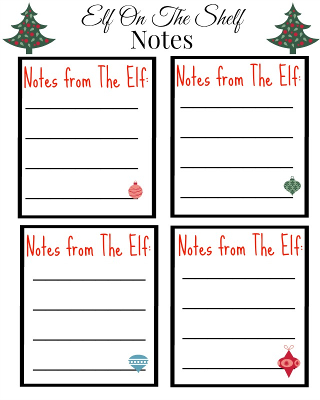 Free Printable Elf On The Shelf Notes