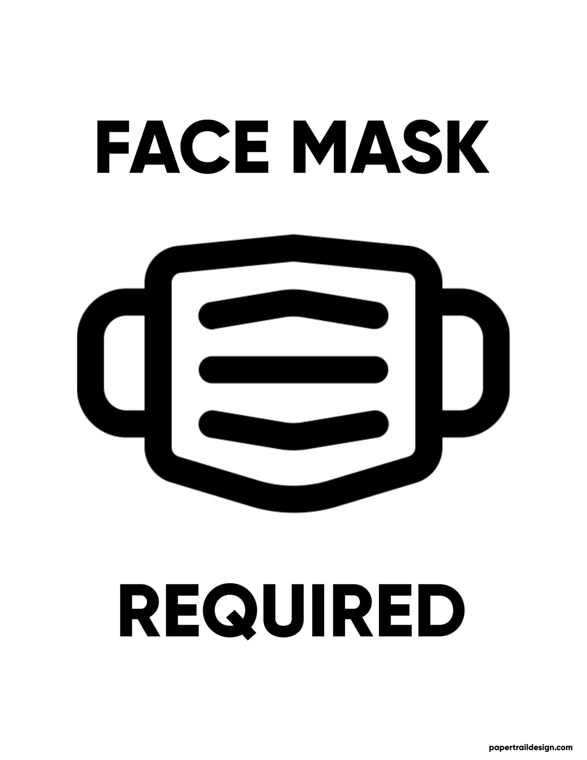 Free Printable Face Mask Required Sign Paper Trail Design