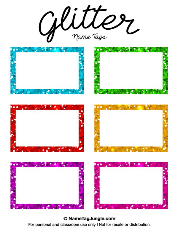 Free Printable Glitter Name Tags The Template Can Also Be 