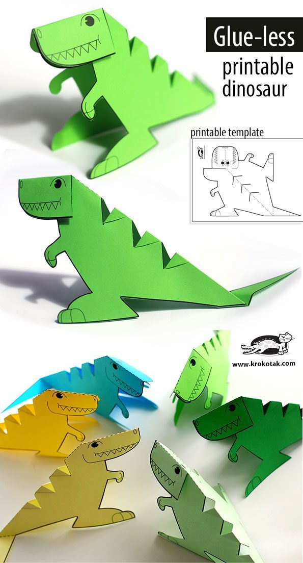 FREE Printable Glue less Dinosaur Template Dinosaur 