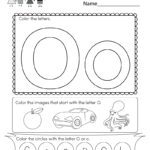 Free Printable Letter O Coloring Worksheet For Kindergarten