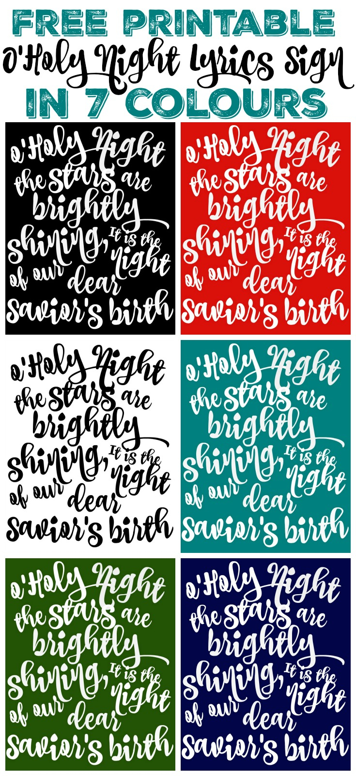 Free Printable O Holy Night Lyrics Sign Art The Happy Housie