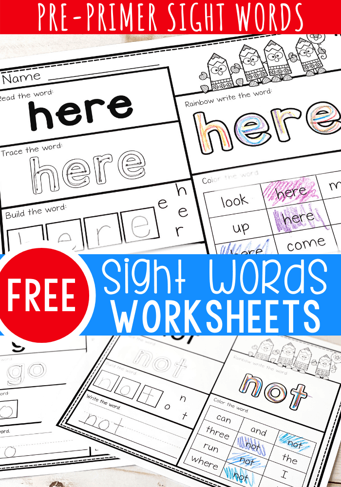 Free Printable Pre K Sight Words Worksheets