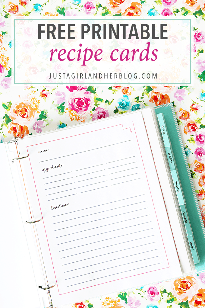 Free Printable Recipe Cards Just A Girl And Her Blog